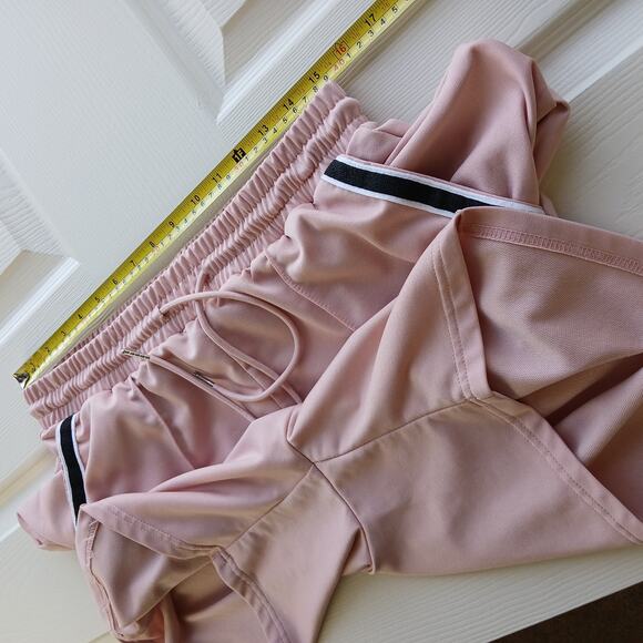 Shein Pink French Terry Shorts L contrast tape pockets drawstring elastic waist - Picture 7 of 9